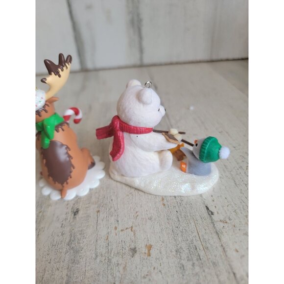 Hallmark polar bear pals s'mores moose Sunday candy ornament Xmas set - Picture 5 of 8